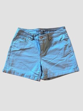 Summer Classic: Light Wash Aqua Blue Stretch Denim Shorts - Double Rolled Cuff